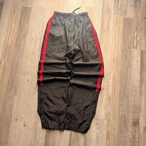 Black red stripe windbreaker track pants baggy fit snap hem